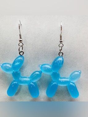 Balloon Dog Earrings, NIP, Blue, Fun